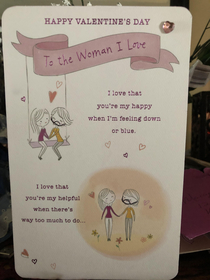 My dad accidentally bought a same sex Valentines Day card and instead of getting another card he drew a little beard on one of the women